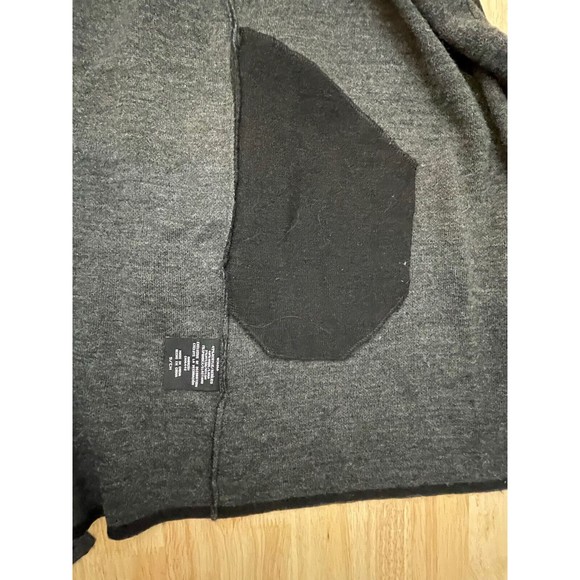 BNCI By Blanc Noir Black Gray Wool Blend Hooded Open Cardigan Pockets Sz Small - Picture 7 of 9